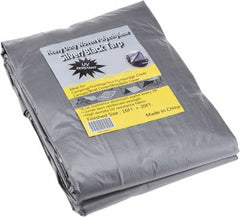 Value Collection - 20' Long x 16' Wide Polyethylene Tarp & Dust Cover - Black & Silver, Grommet, 11 to 12 mil Thickness - Exact Tooling