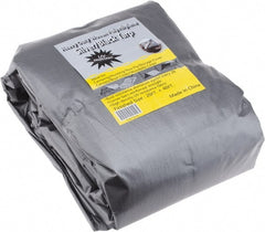 Value Collection - 40' Long x 20' Wide Polyethylene Tarp & Dust Cover - Black & Silver, Grommet, 11 to 12 mil Thickness - Exact Tooling