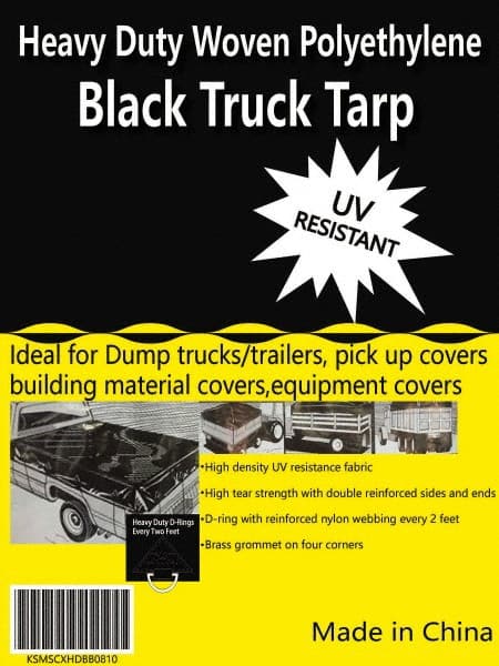 Value Collection - 10' Long x 8' Wide Polyethylene Tarp & Dust Cover - Black, Grommet, 11 to 12 mil Thickness - Exact Tooling