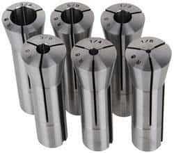 Lyndex - 6 Piece, 1/8" to 3/4" Capacity, R8 Collet Set - Increments of 1/8 Inch - Exact Tooling