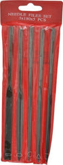 Value Collection - 5 Piece Swiss Pattern File Set - 7" Long, 2 Coarseness, Round Handle, Set Includes Flat, Round, Square, Three Square - Exact Tooling