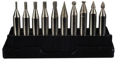 Value Collection - 10 Piece Mounted Abrasive Point Set - Includes 1/4" Diam Shank - Exact Tooling