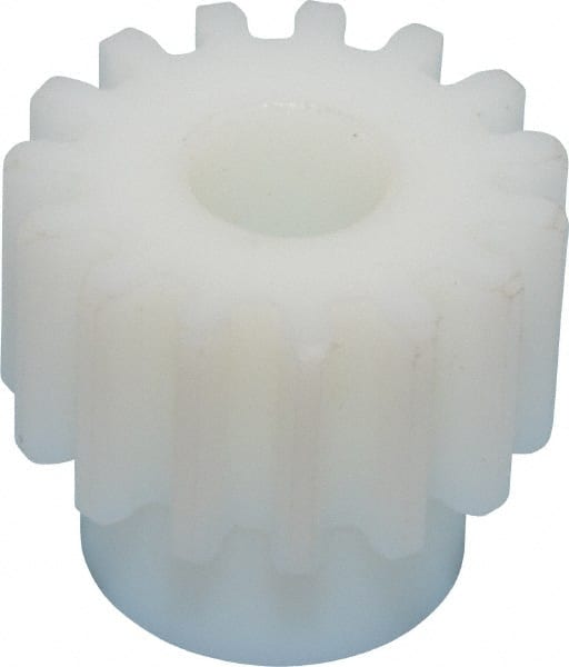 Poly Hi Solidur - 12 Pitch, 1-1/4" Pitch Diam, 1.417" OD, 15 Tooth Spur Gear - 3/4" Face Width, 1/2" Bore Diam, 1" Hub Diam, 14.5° Pressure Angle, Nylon - Exact Tooling