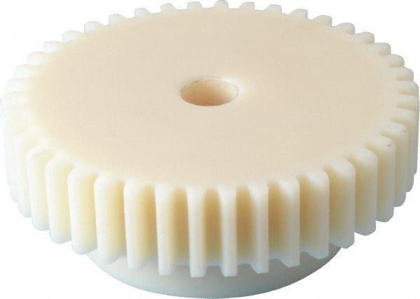 Poly Hi Solidur - 12 Pitch, 3-1/2" Pitch Diam, 3.666" OD, 42 Tooth Spur Gear - 3/4" Face Width, 1/2" Bore Diam, 2-1/2" Hub Diam, 14.5° Pressure Angle, Nylon - Exact Tooling