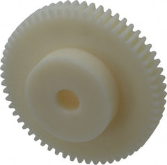 Poly Hi Solidur - 12 Pitch, 5" Pitch Diam, 5.166" OD, 60 Tooth Spur Gear - 3/4" Face Width, 3/4" Bore Diam, 2-3/4" Hub Diam, 14.5° Pressure Angle, Nylon - Exact Tooling