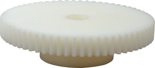 Poly Hi Solidur - 16 Pitch, 4" Pitch Diam, 4-1/8" OD, 64 Tooth Spur Gear - 1/2" Face Width, 1/2" Bore Diam, 2" Hub Diam, 14.5° Pressure Angle, Nylon - Exact Tooling
