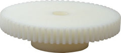 Poly Hi Solidur - 16 Pitch, 4" Pitch Diam, 4-1/8" OD, 64 Tooth Spur Gear - 1/2" Face Width, 1/2" Bore Diam, 2" Hub Diam, 14.5° Pressure Angle, Nylon - Exact Tooling