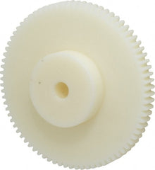Poly Hi Solidur - 16 Pitch, 5" Pitch Diam, 5-1/8" OD, 80 Tooth Spur Gear - 1/2" Face Width, 1/2" Bore Diam, 2-1/4" Hub Diam, 14.5° Pressure Angle, Nylon - Exact Tooling