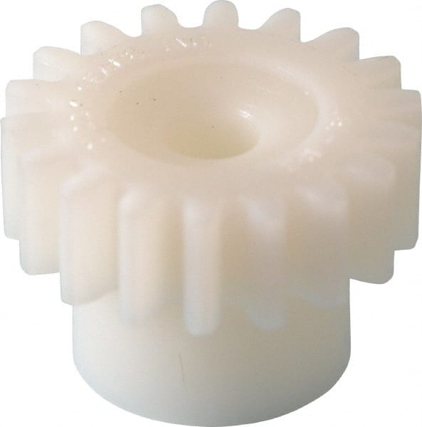 Poly Hi Solidur - 24 Pitch, 3/4" Pitch Diam, 0.833" OD, 18 Tooth Spur Gear - 1/4" Face Width, 3/16" Bore Diam, 35/64" Hub Diam, 20° Pressure Angle, Acetal - Exact Tooling