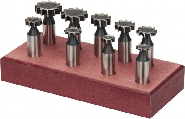 Value Collection - Straight Tooth Configuration, Woodruff and Keyseat Cutter Set - 204 to 808 ANSI, High Speed Steel, 9 Pieces - Exact Tooling