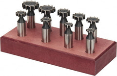 Value Collection - Straight Tooth Configuration, Woodruff and Keyseat Cutter Set - 204 to 808 ANSI, High Speed Steel, 9 Pieces - Exact Tooling