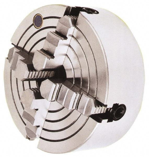 Interstate - 4 Jaw, 10" Diam, Independent Manual Lathe Chuck - D1-4 Mount, 2.756" Through Hole Diam, Cast Iron (Semi-Steel) - Exact Tooling