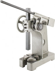 Interstate - 2-1/2" Ram, 6" Throat Depth, 3 Ton Manual Arbor Press - 12-5/8" Max Work Height x 12" Max Work Width, Ratchet Leverage, 20:1 Leverage Ratio, 8" Base Width x 18" Base Depth - Exact Tooling