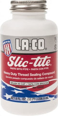 LA-CO - 1/2 Pt Brush Top Can White Thread Sealant - Paste with PTFE, 500°F Max Working Temp, For Metal, PVC, CPVC & ABS Plastic Pipe Threads - Exact Tooling