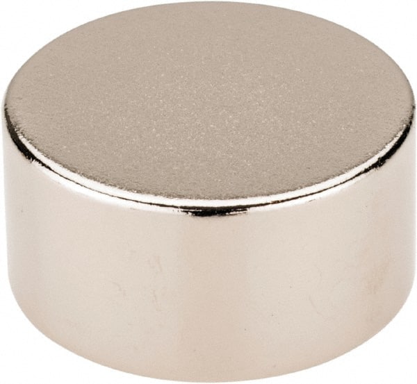 Mag-Mate - 3/4" Diam x 3/8" High Neodymium Rare Earth Magnet - 13.5 Lb Max Capacity, 200°F Max, Nickel Plated - Exact Tooling