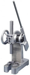 Interstate - 1-7/8" Ram, 5-15/16" Throat Depth, 2 Ton Manual Arbor Press - 8-1/2" Max Work Height x 11-7/8" Max Work Width, Ratchet Leverage, 25:1 Leverage Ratio, 6-1/4" Base Width x 15-3/4" Base Depth - Exact Tooling