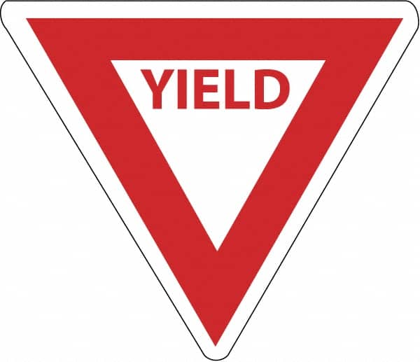 NMC - "Yield", 30" Wide x 30" High, Aluminum Stop & Yield Signs - 0.08" Thick, Red on White, Engineer Grade Reflectivity, Triangle, Post Mount - Exact Tooling