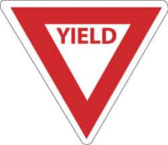 NMC - "Yield", 30" Wide x 30" High, Aluminum Stop & Yield Signs - 0.08" Thick, Red on White, High Intensity Reflectivity, Triangle, Post Mount - Exact Tooling