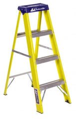 Louisville - 3 Steps, 4' High, Type I Rating, Fiberglass Step Ladder - 250 Lb Capacity, 18-7/8" Base Width - Exact Tooling