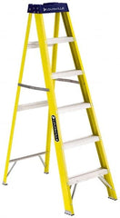 Louisville - 4 Steps, 5' High, Type I Rating, Fiberglass Step Ladder - 250 Lb Capacity, 20-3/8" Base Width - Exact Tooling