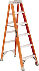 Louisville - 3 Steps, 4' High, Type IA Rating, Fiberglass Step Ladder - 300 Lb Capacity, 19-9/16" Base Width - Exact Tooling