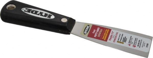 Hyde Tools - 1-1/2" Wide Stainless Steel Putty Knife - Flexible, Nylon Handle, 7-3/4" OAL - Exact Tooling