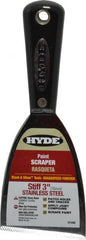 Hyde Tools - Stiff Stainless Steel 1-Edge Scraper - 3" Blade Width, Nylon Handle - Exact Tooling