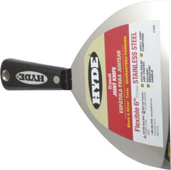 Hyde Tools - 6" Wide Stainless Steel Taping Knife - Flexible, Nylon Handle, 8-1/4" OAL - Exact Tooling