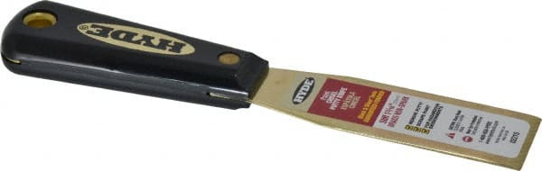 Hyde Tools - 1-5/16" Wide Brass Putty Knife - Stiff, Nylon Handle, 7-3/4" OAL - Exact Tooling
