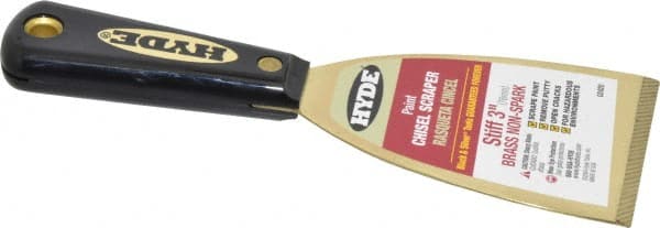 Hyde Tools - Stiff Brass Chisel Scraper - 3" Blade Width, Nylon Handle - Exact Tooling