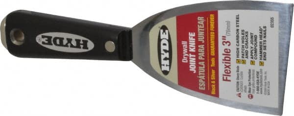 Hyde Tools - 3" Wide Steel Putty Knife - Flexible, Nylon Handle - Exact Tooling