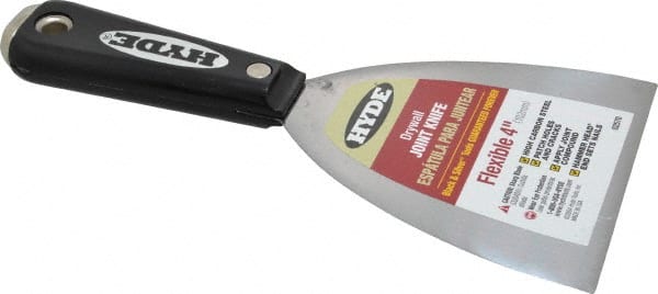 Hyde Tools - 4" Wide Carbon Steel Taping Knife - Flexible, Hammerhead Nylon Handle, 8-1/4" OAL - Exact Tooling