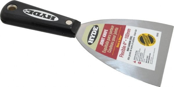 Hyde Tools - 4" Wide Carbon Steel Taping Knife - Flexible, Nylon Handle, 8" OAL - Exact Tooling