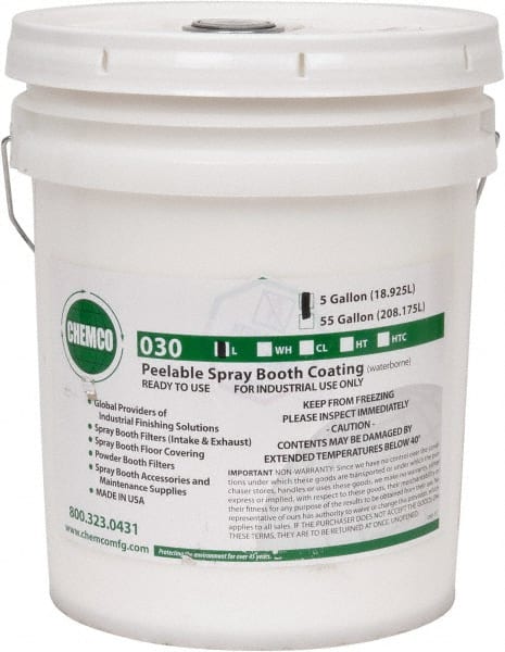 Made in USA - White Water Base Booth Coating - 5 Gallons, Spray, Coverage 250 Square Feet at 2 mil - Exact Tooling