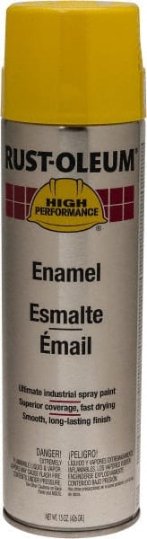 Rust-Oleum - Safety Yellow, 15 oz Net Fill, Gloss, Enamel Spray Paint - 14 Sq Ft per Can, 15 oz Container, Use on Rust Proof Paint - Exact Tooling