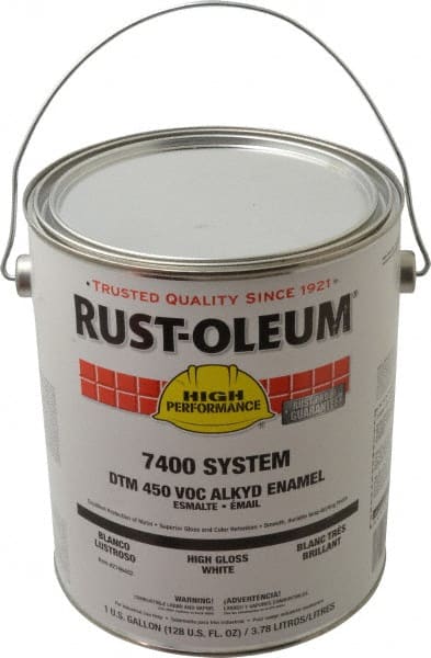 Rust-Oleum - 1 Gal White High Gloss Finish Industrial Enamel Paint - Interior/Exterior, Direct to Metal, <450 gL - Exact Tooling