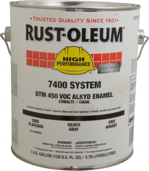 Rust-Oleum - 1 Gal Silver Gray Gloss Finish Industrial Enamel Paint - Interior/Exterior, Direct to Metal, <450 gL VOC Compliance - Exact Tooling