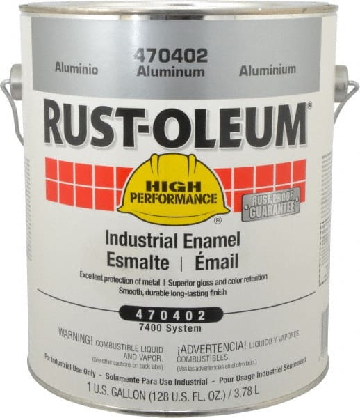 Rust-Oleum - 1 Gal Aluminum Gloss Finish Industrial Enamel Paint - Interior/Exterior, Direct to Metal, <450 gL VOC Compliance - Exact Tooling