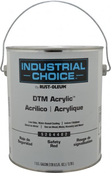 Rust-Oleum - 1 Gal Safety Red Semi Gloss Finish Acrylic Enamel Paint - Interior/Exterior, Direct to Metal, <250 gL VOC Compliance - Exact Tooling