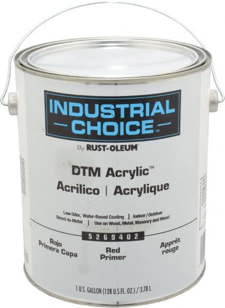 Rust-Oleum - 1 Gal Red Water-Based Acrylic Enamel Primer - 185 to 350 Sq Ft/Gal, <250 gL Content, Direct to Metal, Quick Drying, Exterior - Exact Tooling