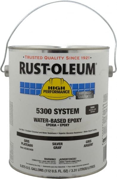 Rust-Oleum - 1 Gal High Gloss Silver Gray Water-Based Epoxy - 200 to 350 Sq Ft/Gal Coverage, <250 g/L VOC Content - Exact Tooling