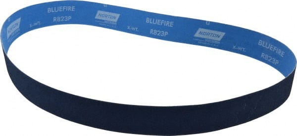 Norton - 2" Wide x 48" OAL, 60 Grit, Zirconia Alumina Abrasive Belt - Zirconia Alumina, Medium, Coated, X Weighted Cloth Backing, Series R823 - Exact Tooling