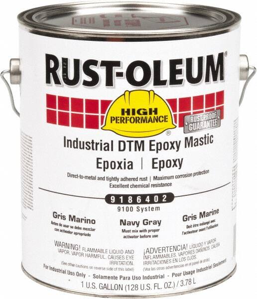 Rust-Oleum - 1 Gal Gloss Navy Gray Epoxy Mastic - 100 to 225 Sq Ft/Gal Coverage, <340 g/L VOC Content, Direct to Metal - Exact Tooling