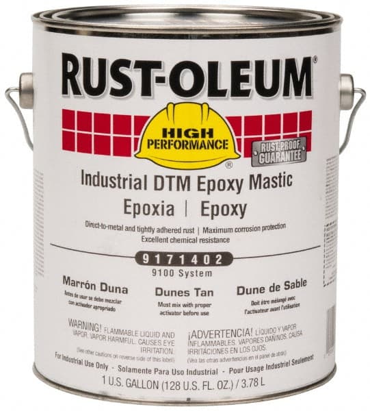 Rust-Oleum - 1 Gal Gloss Dunes Tan Epoxy Mastic - 100 to 225 Sq Ft/Gal Coverage, <340 g/L VOC Content, Direct to Metal - Exact Tooling