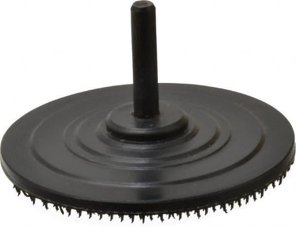 AutoQuip - 3" Diam Hook & Loop Disc Backing Pad - 1/4" Shank Diam, Firm Density, 18,000 RPM - Exact Tooling