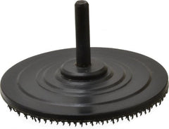 AutoQuip - 3" Diam Hook & Loop Disc Backing Pad - 1/4" Shank Diam, Firm Density, 18,000 RPM - Exact Tooling