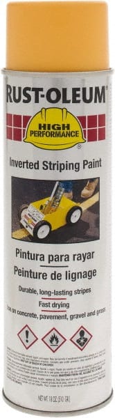 Rust-Oleum - 18 fl oz Yellow Striping Paint - 275' to 300' Coverage at 3" Wide, Solvent-Based Formula - Exact Tooling