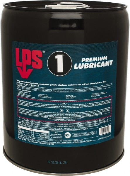 LPS - 5 Gal Pail Dry Film Penetrant/Lubricant - Clear Yellow, Food Grade - Exact Tooling