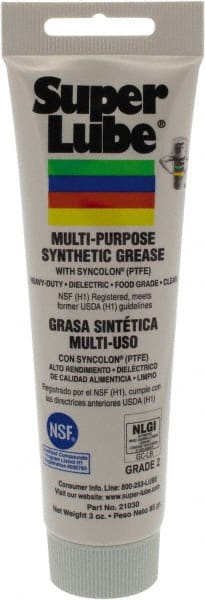 Synco Chemical - 3 oz Tube Synthetic General Purpose Grease - Translucent White, Food Grade, 450°F Max Temp, NLGIG 2, - Exact Tooling