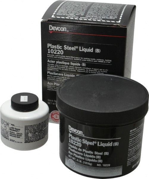 Devcon - 4 Lb Pail Two Part Epoxy - 45 min Working Time, Series Plastic Steel - Exact Tooling